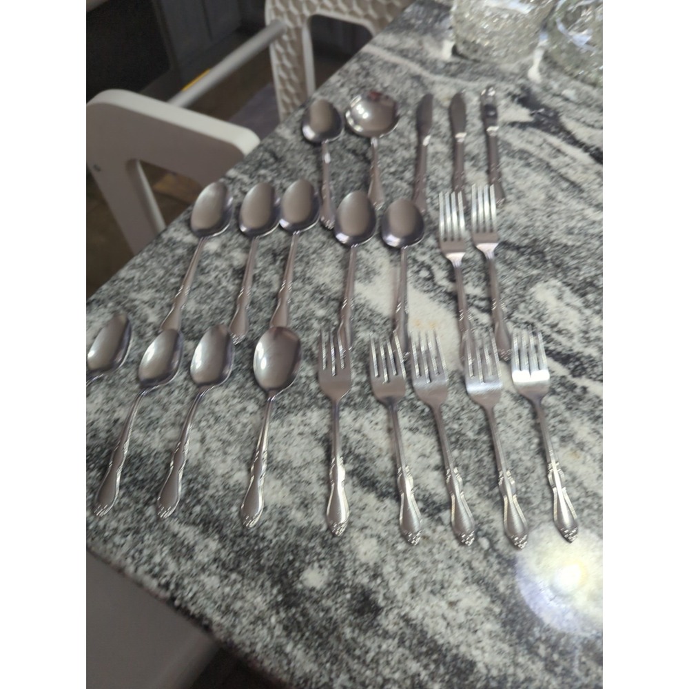21 Pcs Oneida Homestead Simeon L George H Rogers Stainless Steel Flatware